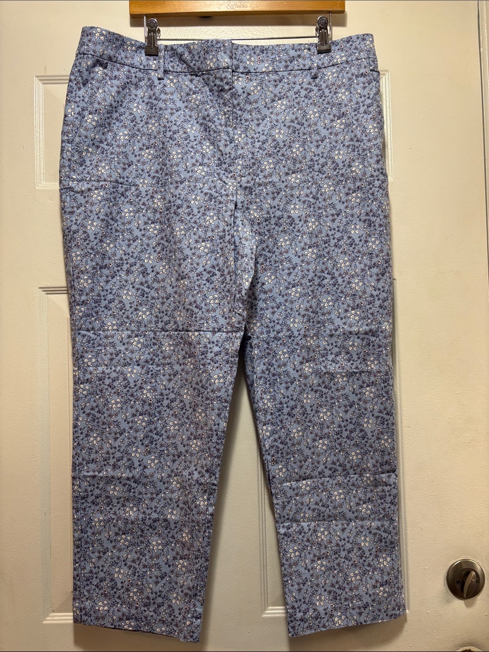 LOFT Light Blue Floral Cropped Pants